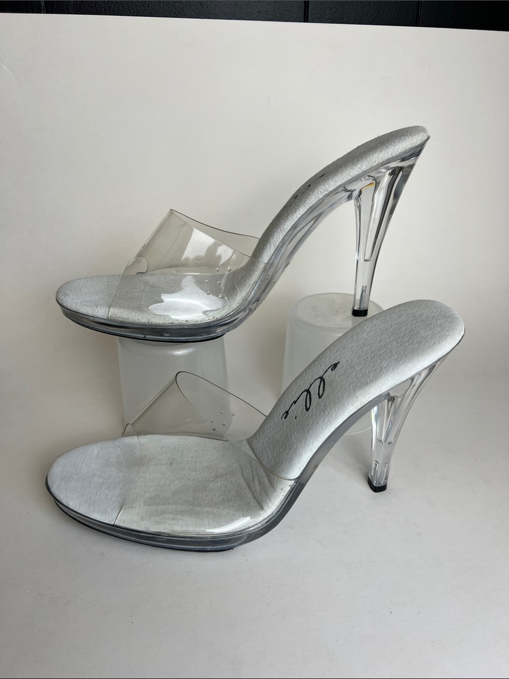 Elle Silver Clear PVC Slide Heels